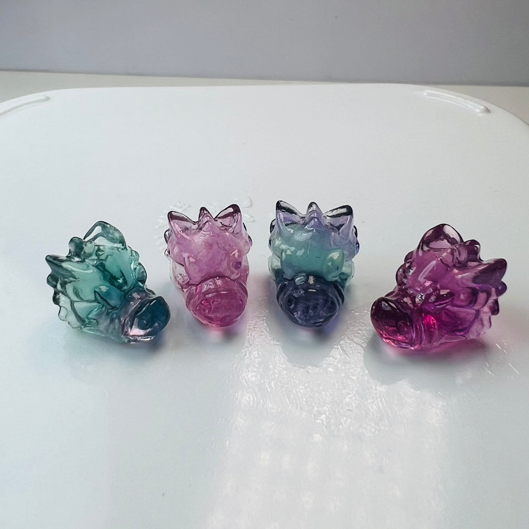 Mini Fluorite dragon head Carving Gemstone carving crystal carving