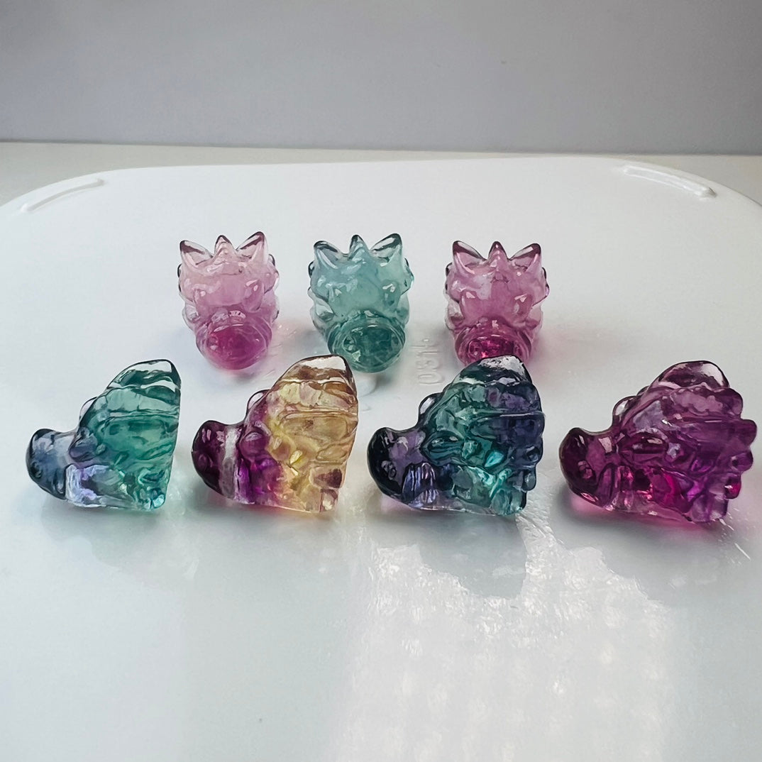 Mini Fluorite dragon head Carving Gemstone carving crystal carving