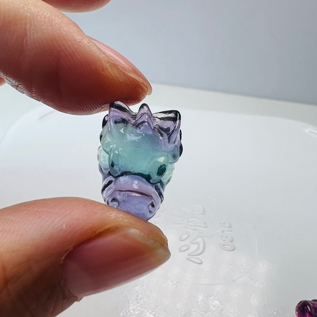 Mini Fluorite dragon head Carving Gemstone carving crystal carving