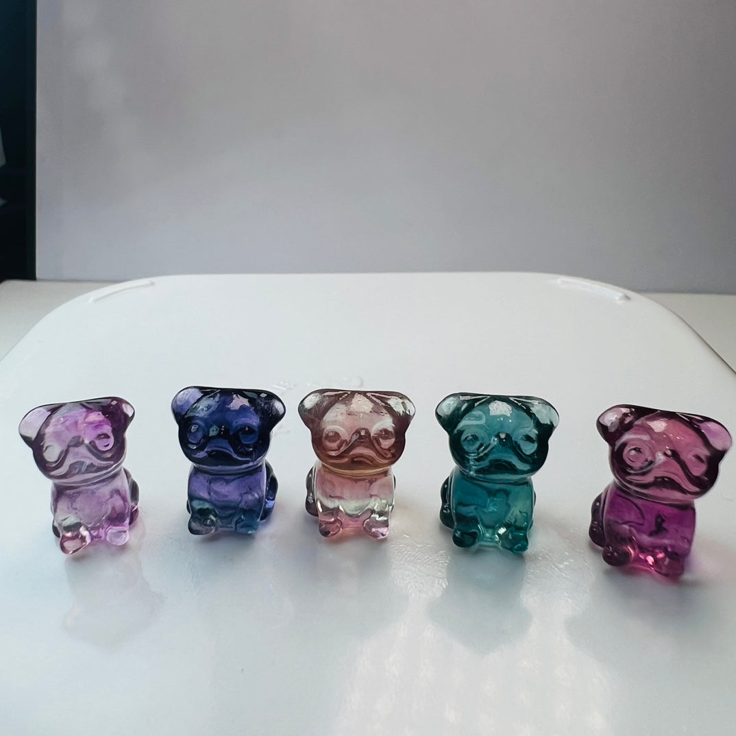 Mini Fluorite Pug Carving Gemstone carving crystal carving