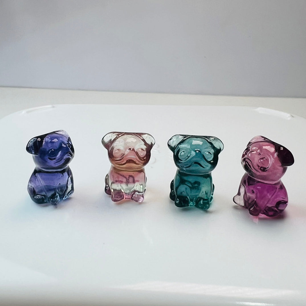 Mini Fluorite Pug Carving Gemstone carving crystal carving