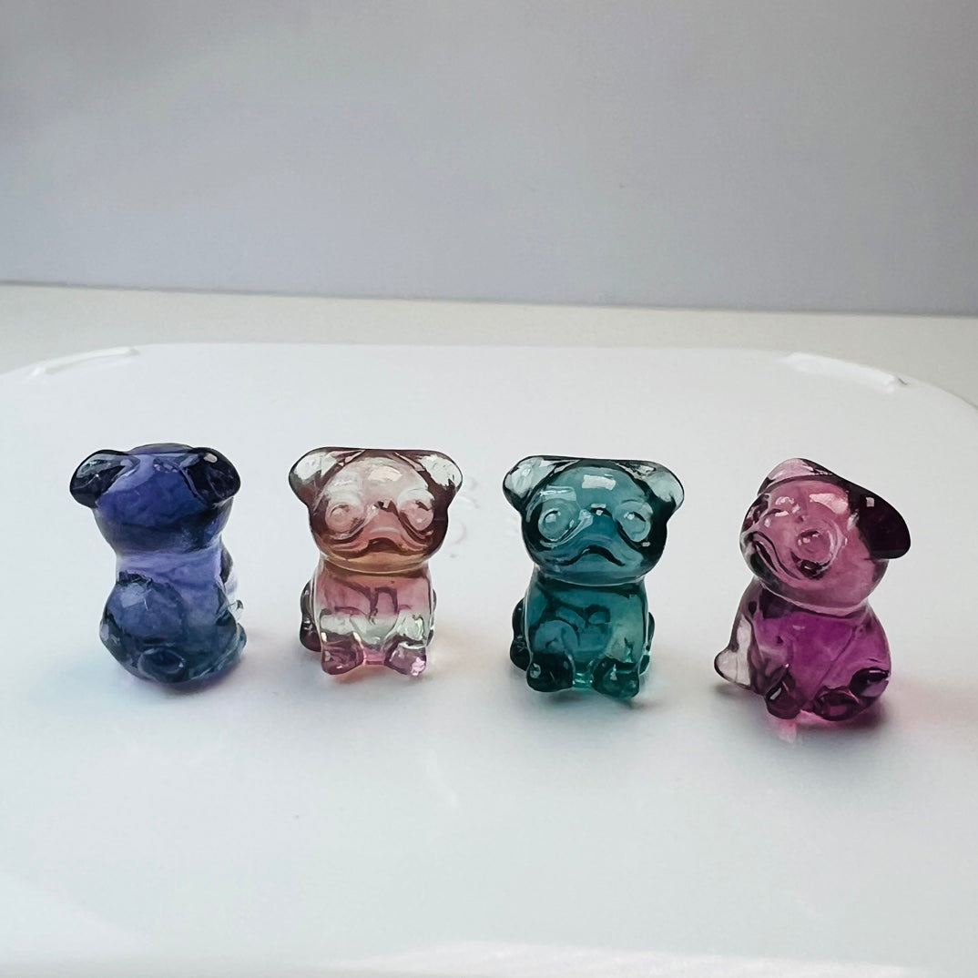 Mini Fluorite Pug Carving Gemstone carving crystal carving