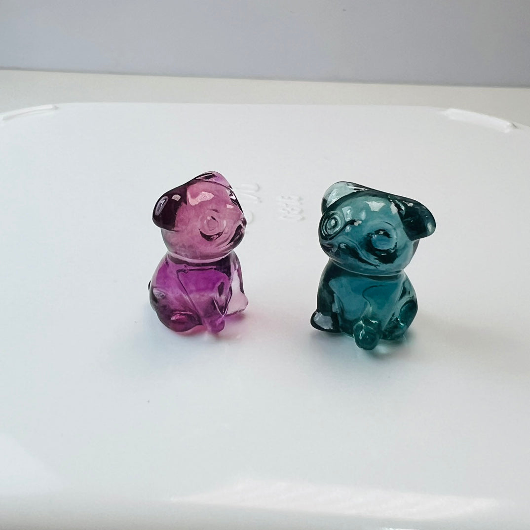 Mini Fluorite Pug Carving Gemstone carving crystal carving