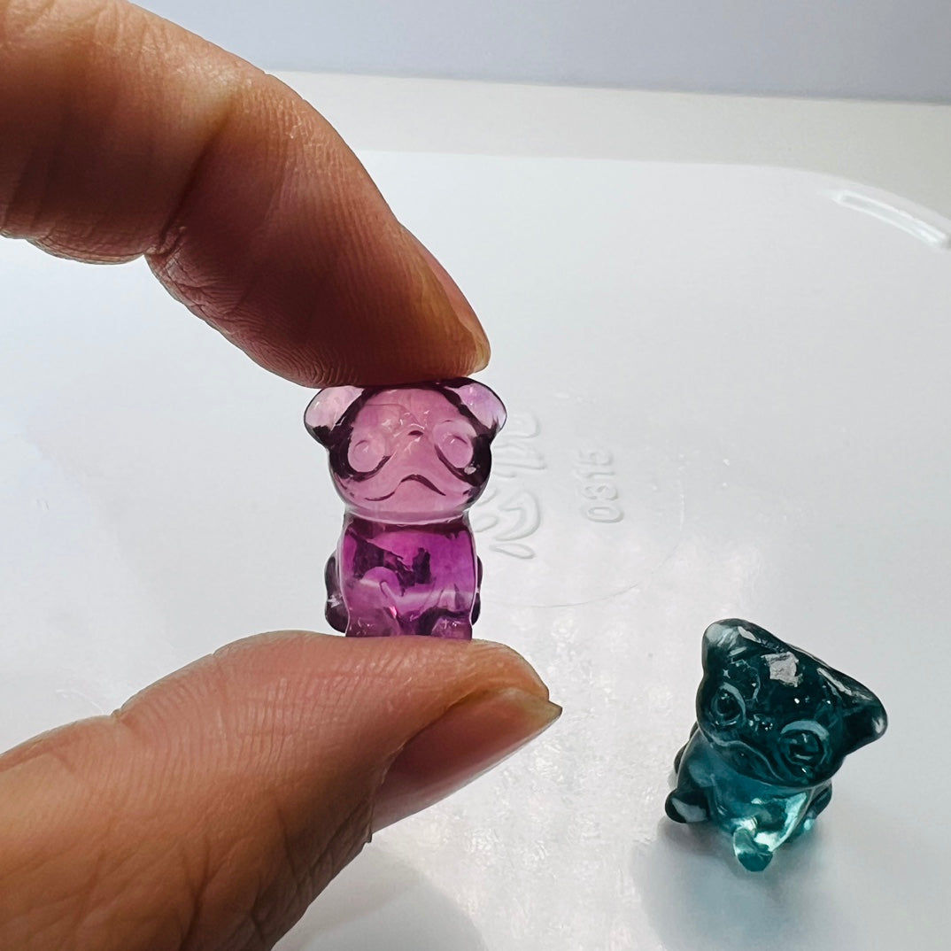 Mini Fluorite Pug Carving Gemstone carving crystal carving