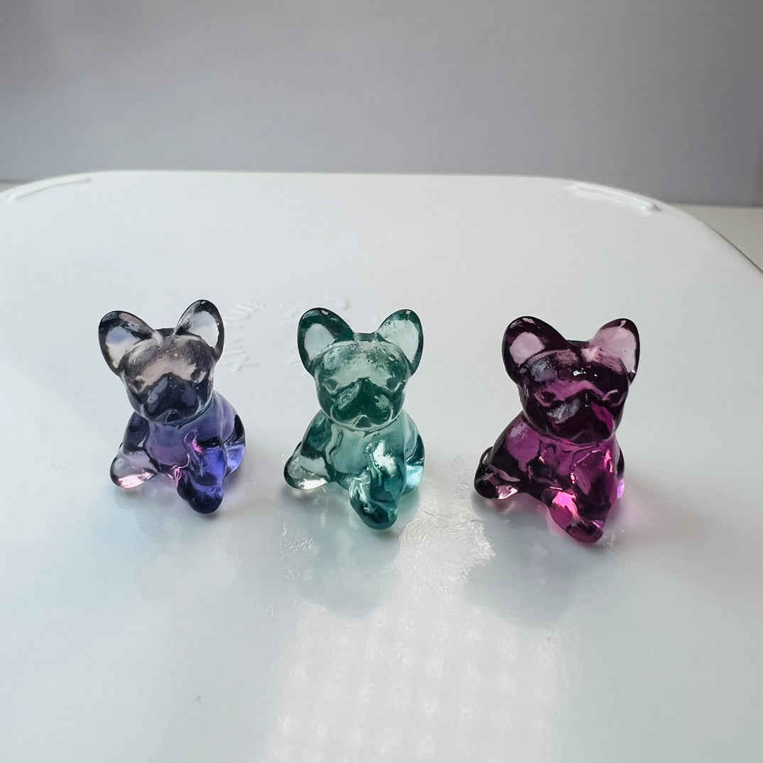 Mini Fluorite French Bulldog Carving Gemstone carving crystal carving