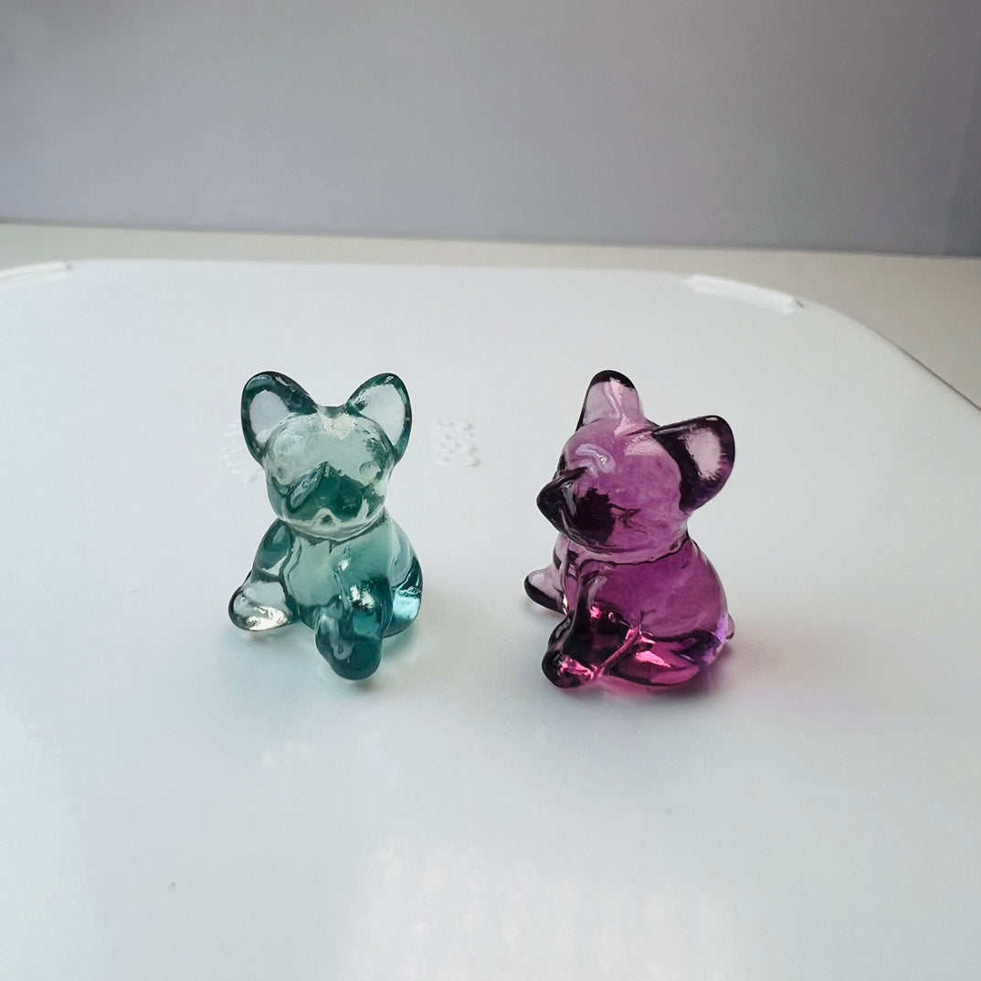 Mini Fluorite French Bulldog Carving Gemstone carving crystal carving