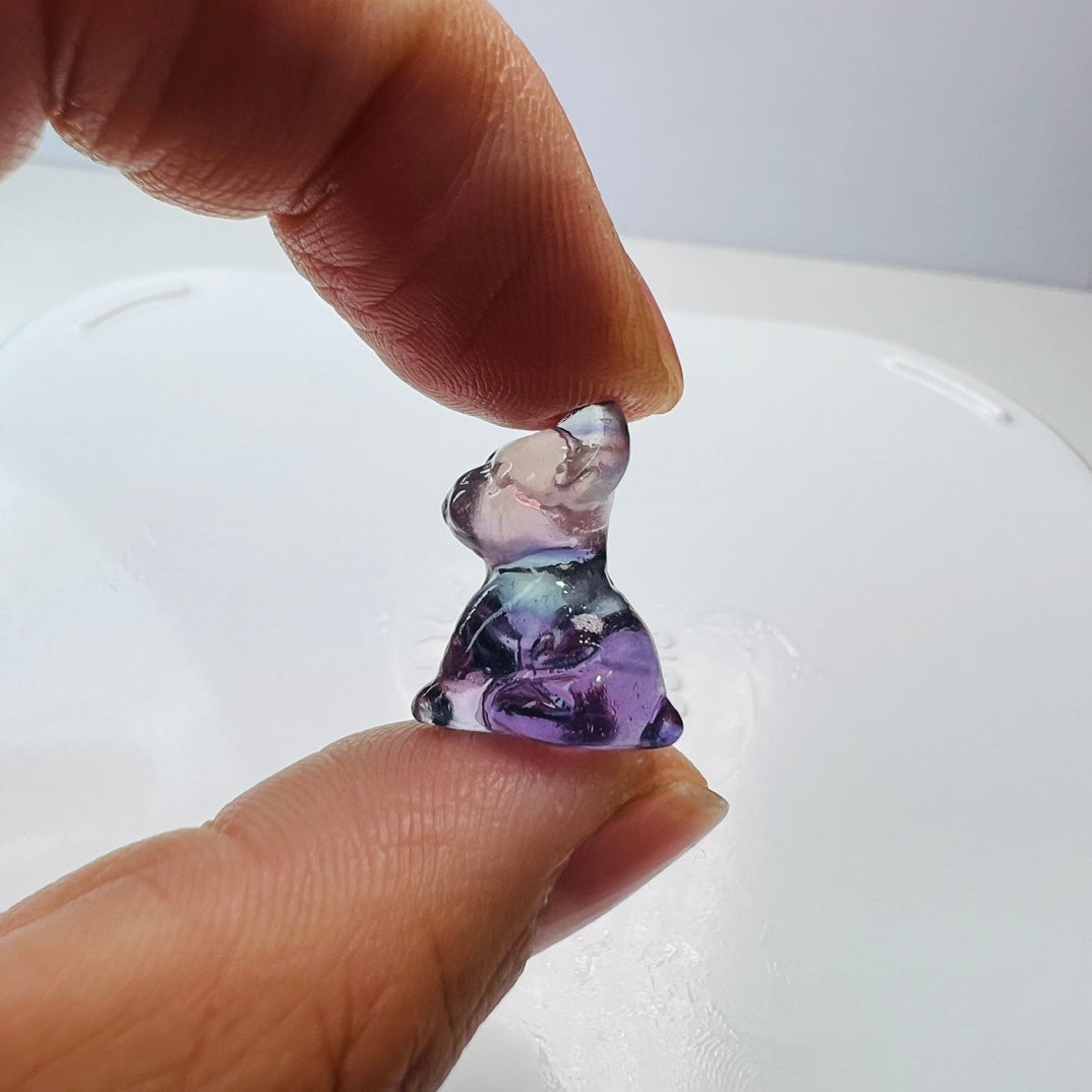 Mini Fluorite French Bulldog Carving Gemstone carving crystal carving