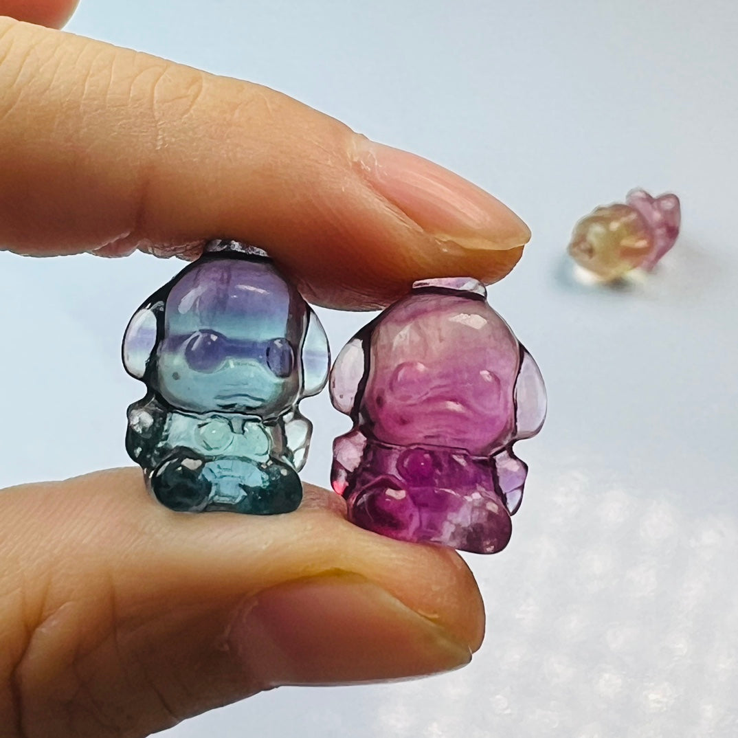 Mini Fluorite Sanrio Pochacco Carving Gemstone carving crystal carving