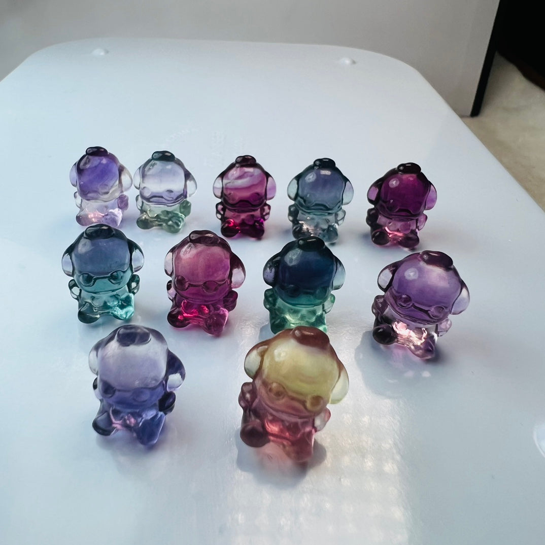 Mini Fluorite Sanrio Pochacco Carving Gemstone carving crystal carving