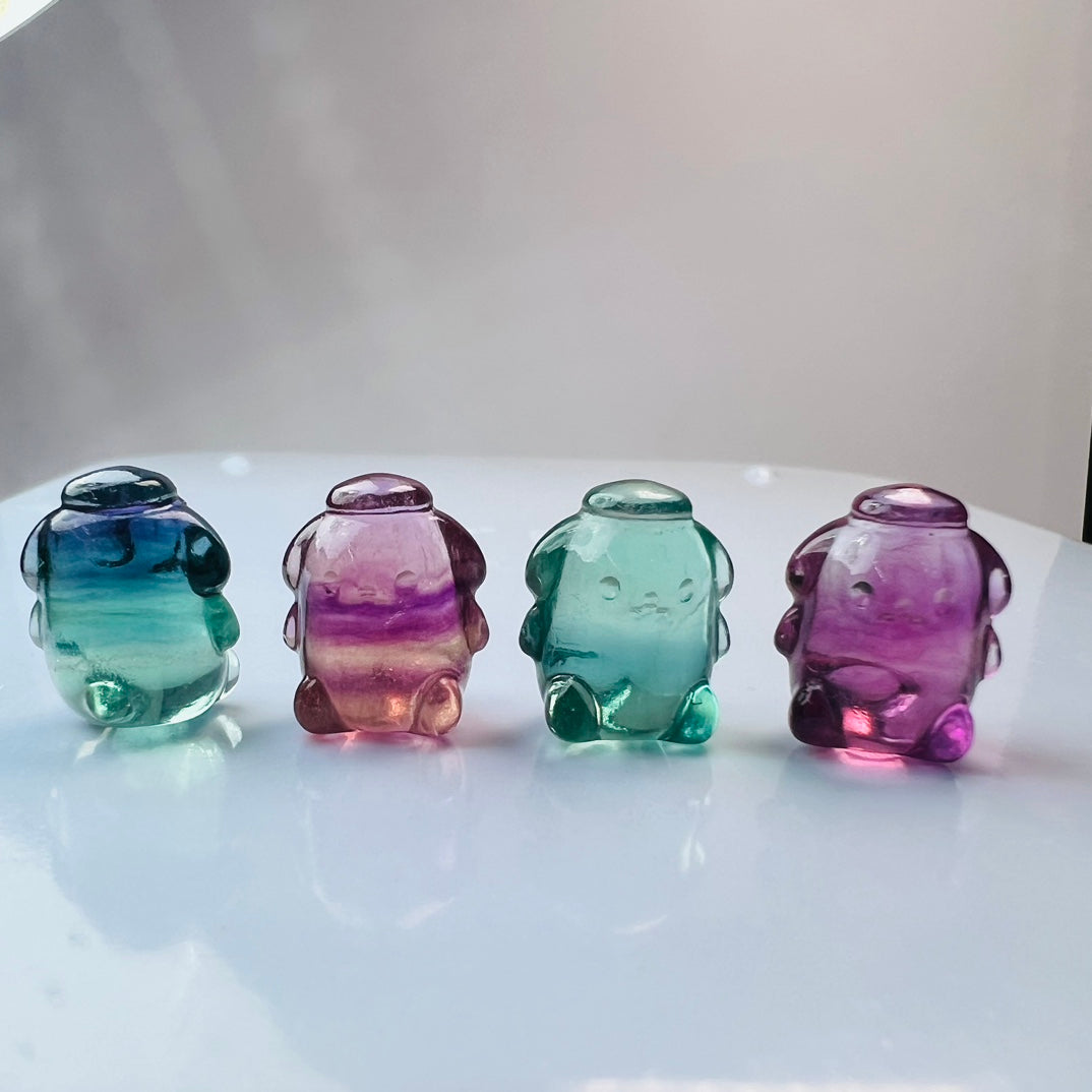 Mini Fluorite Sanrio Pompompurin Carving Gemstone carving crystal carving