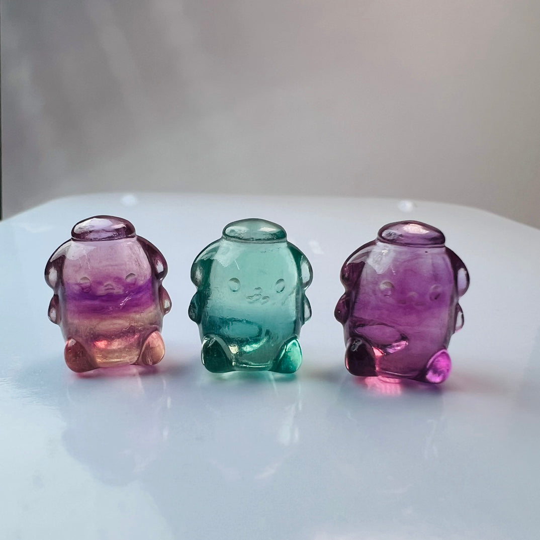 Mini Fluorite Sanrio Pompompurin Carving Gemstone carving crystal carving