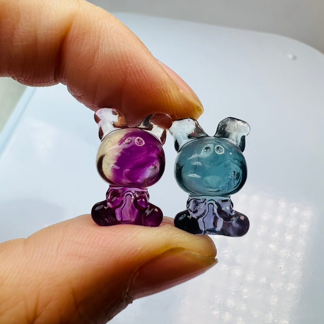 Mini Fluorite Sanrio Kuromi Carving Gemstone carving crystal carving