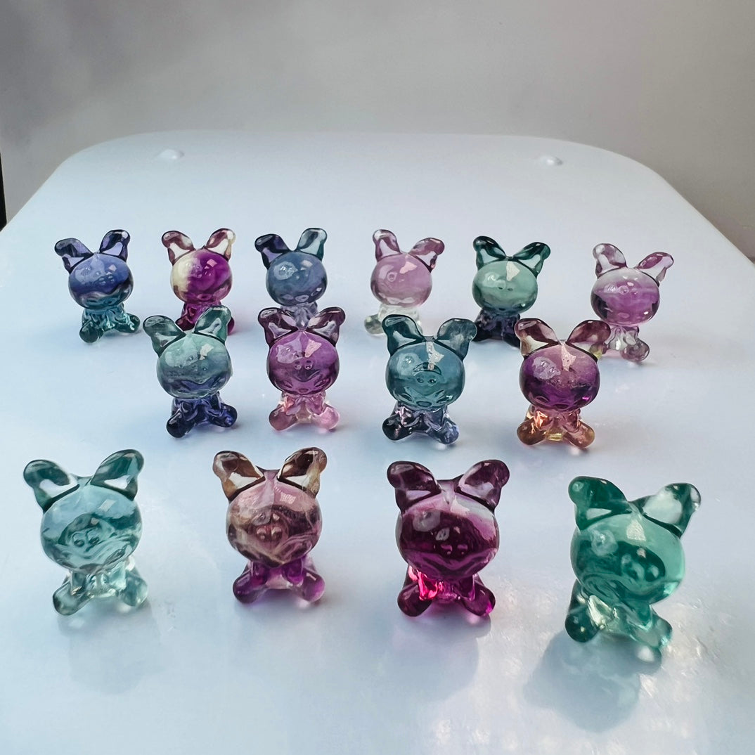 Mini Fluorite Sanrio Kuromi Carving Gemstone carving crystal carving