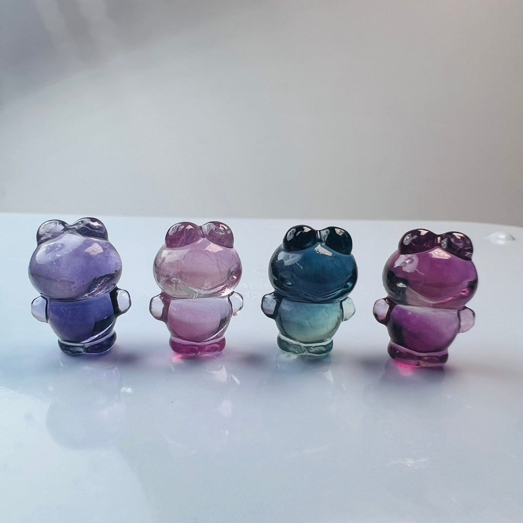 Mini Fluorite Sanrio Keroppi Carving Gemstone carving crystal carving