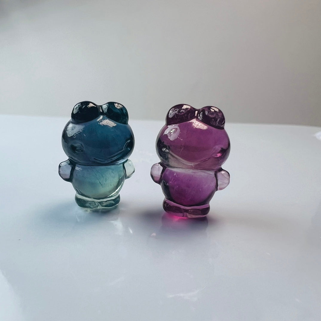 Mini Fluorite Sanrio Keroppi Carving Gemstone carving crystal carving