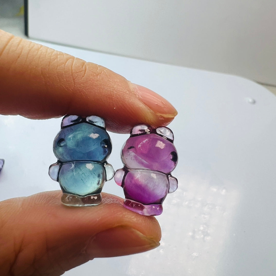 Mini Fluorite Sanrio Keroppi Carving Gemstone carving crystal carving