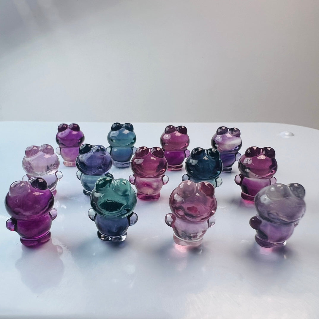 Mini Fluorite Sanrio Keroppi Carving Gemstone carving crystal carving