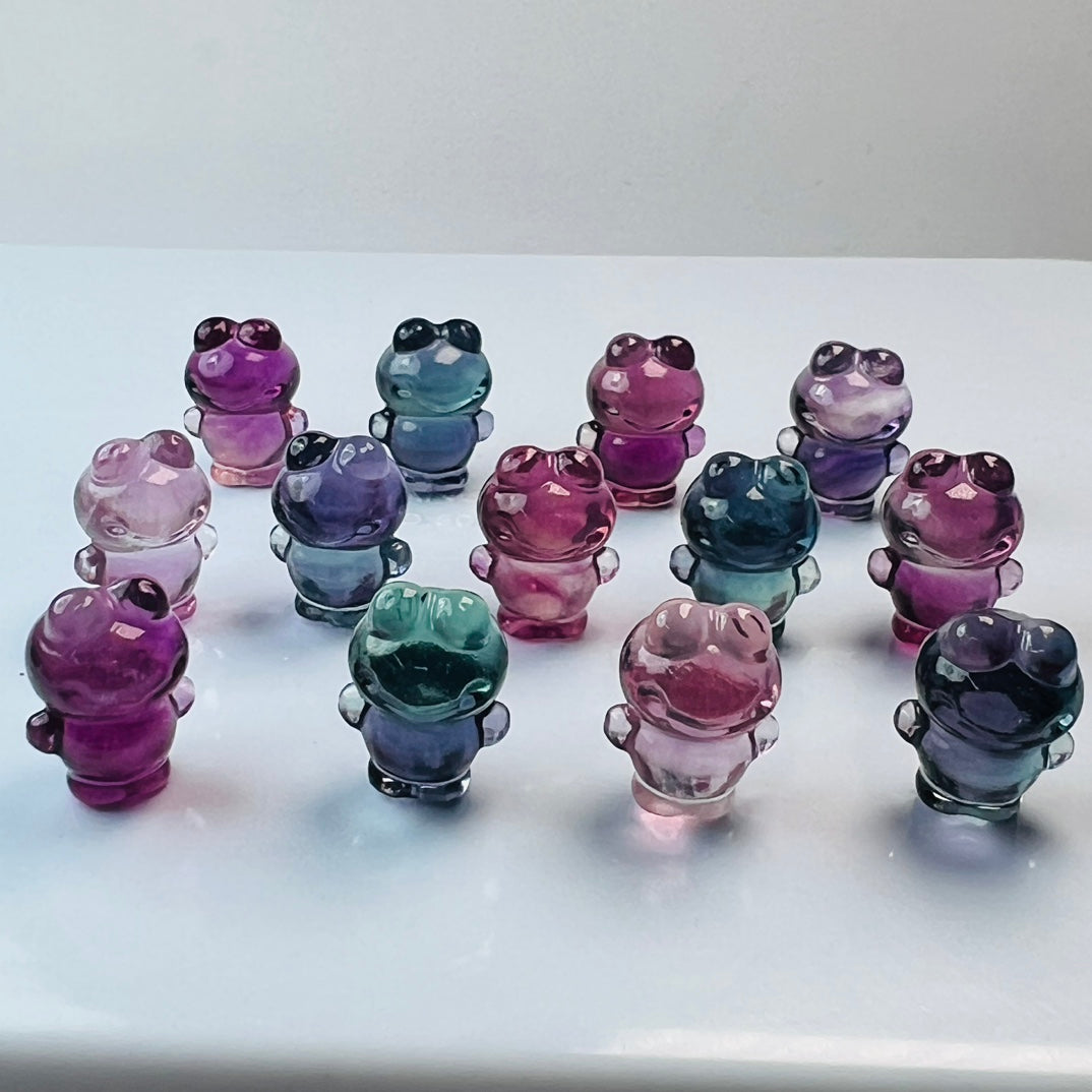 Mini Fluorite Sanrio Keroppi Carving Gemstone carving crystal carving