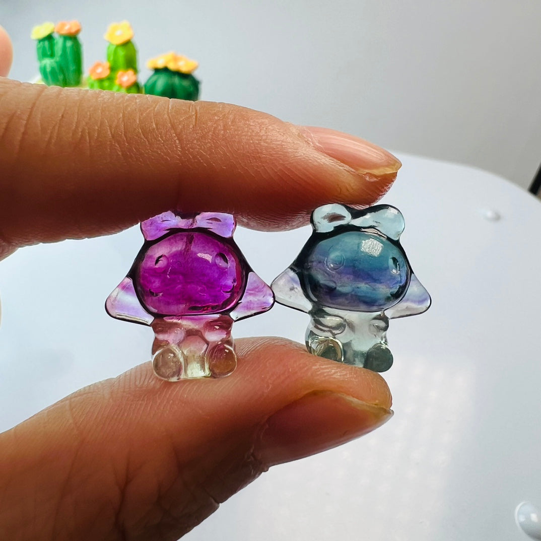 Mini Fluorite Sanrio Cinnamoroll Carving Gemstone carving crystal carving