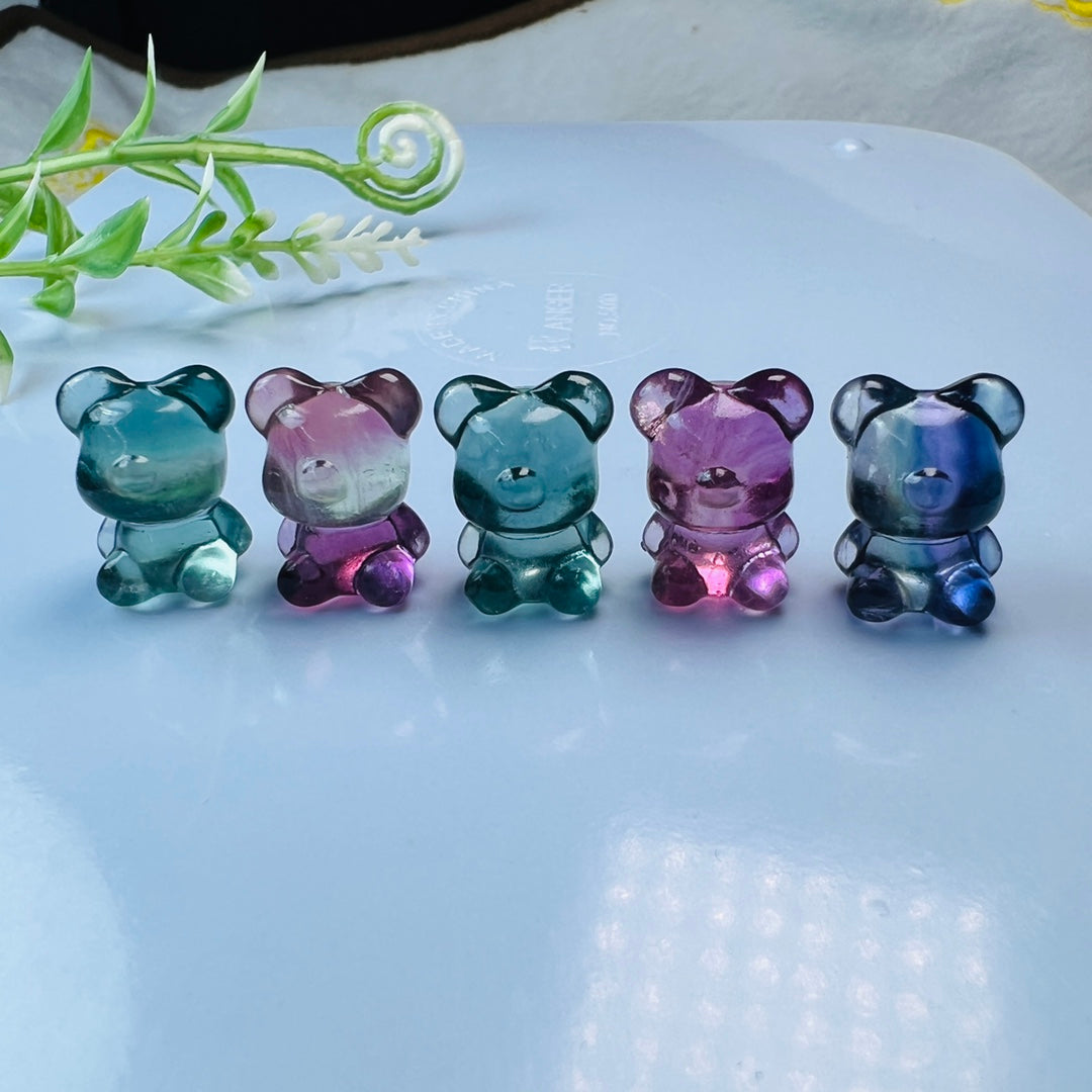 Mini Fluorite No-Face bear Carving Gemstone carving crystal carving