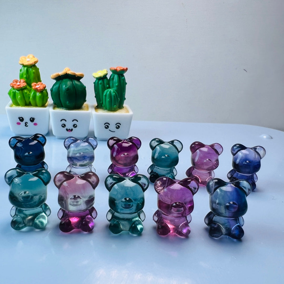 Mini Fluorite No-Face bear Carving Gemstone carving crystal carving