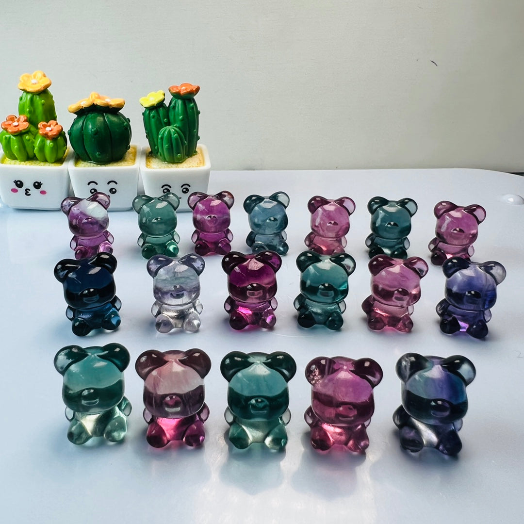 Mini Fluorite No-Face bear Carving Gemstone carving crystal carving