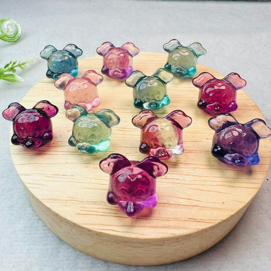 Mini Fluorite Mickey head Carving Gemstone carving crystal carving