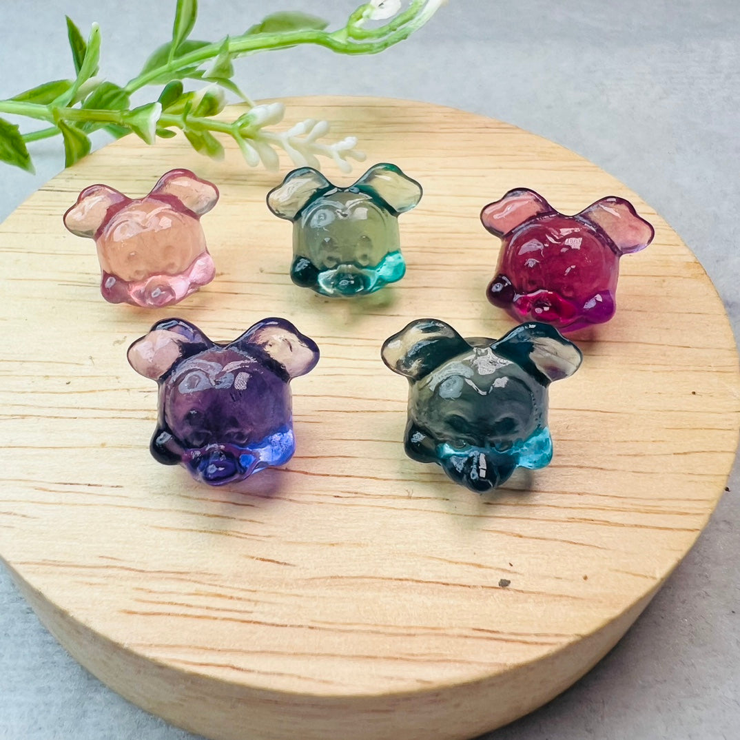 Mini Fluorite Mickey head Carving Gemstone carving crystal carving