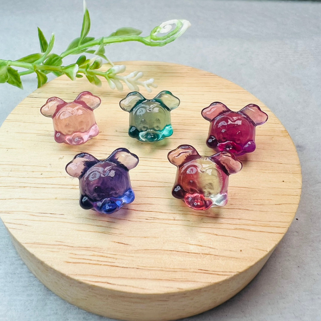 Mini Fluorite Mickey head Carving Gemstone carving crystal carving