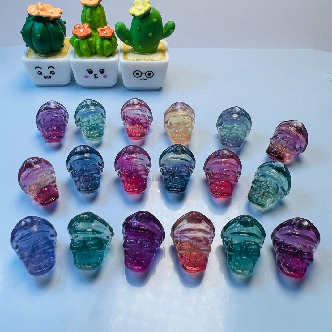 Mini Fluorite pirate skull Carving Gemstone carving crystal carving