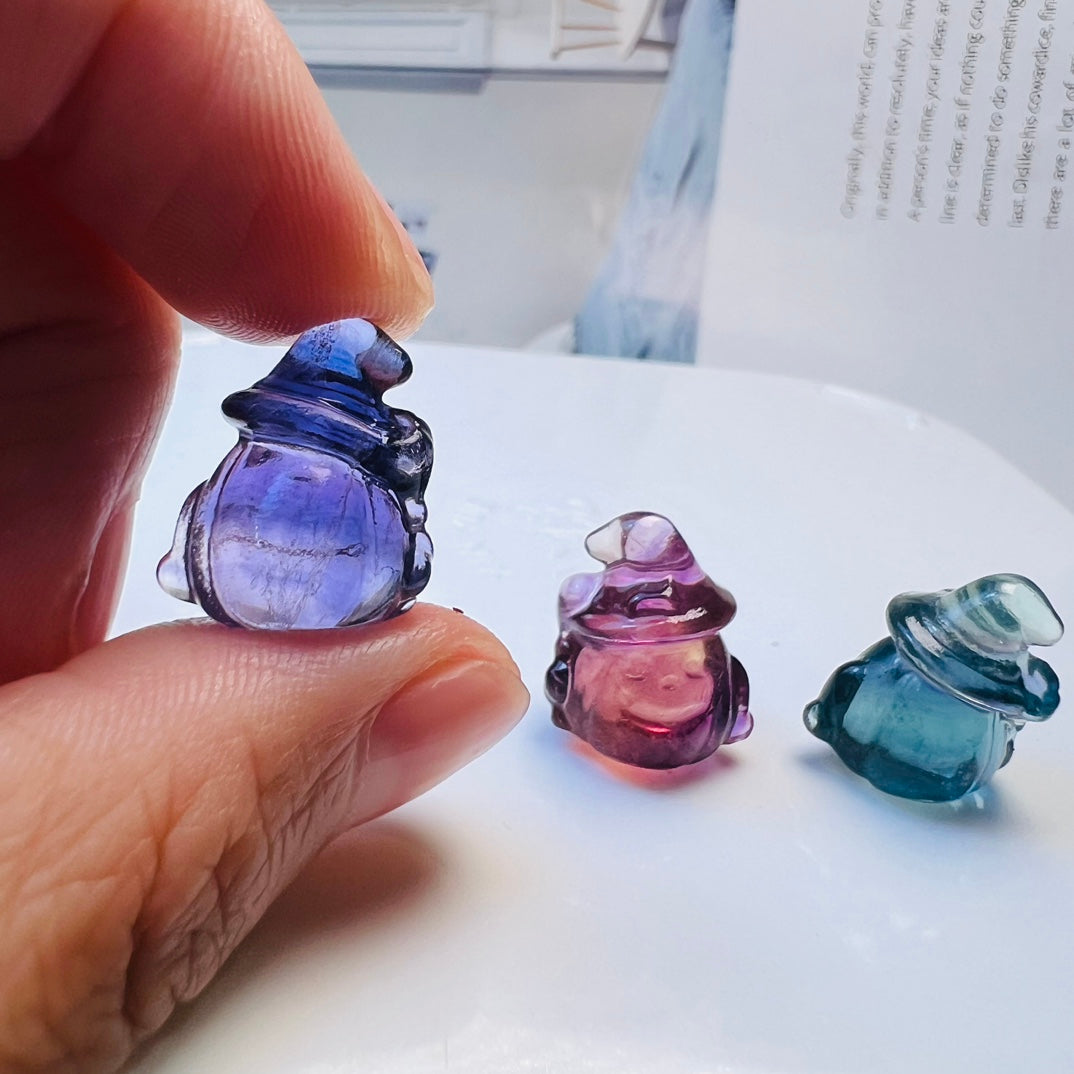 Mini Fluorite pumpkin wizard Carving Gemstone carving crystal carving