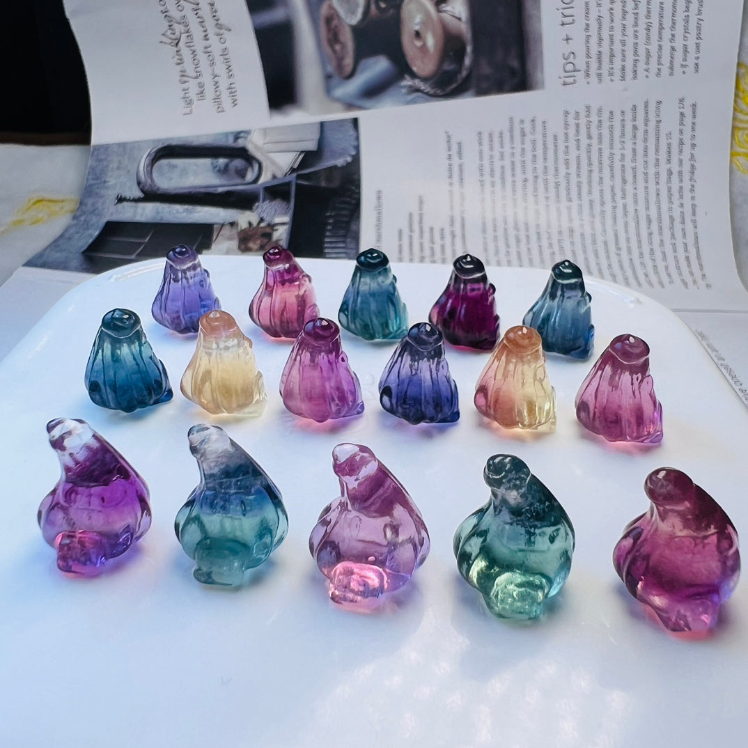 Mini Fluorite pumpkin house Carving Gemstone carving crystal carving