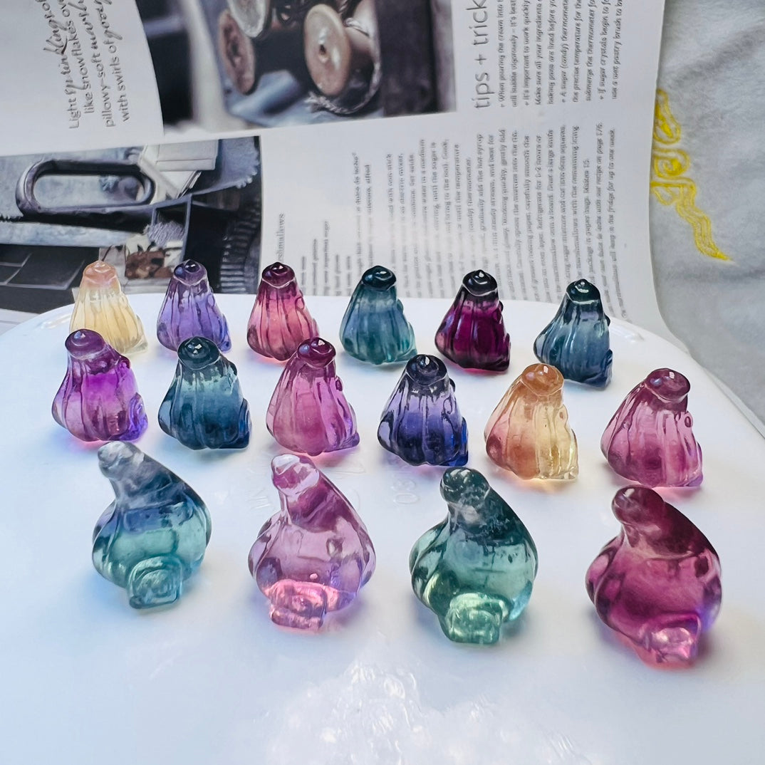 Mini Fluorite pumpkin house Carving Gemstone carving crystal carving