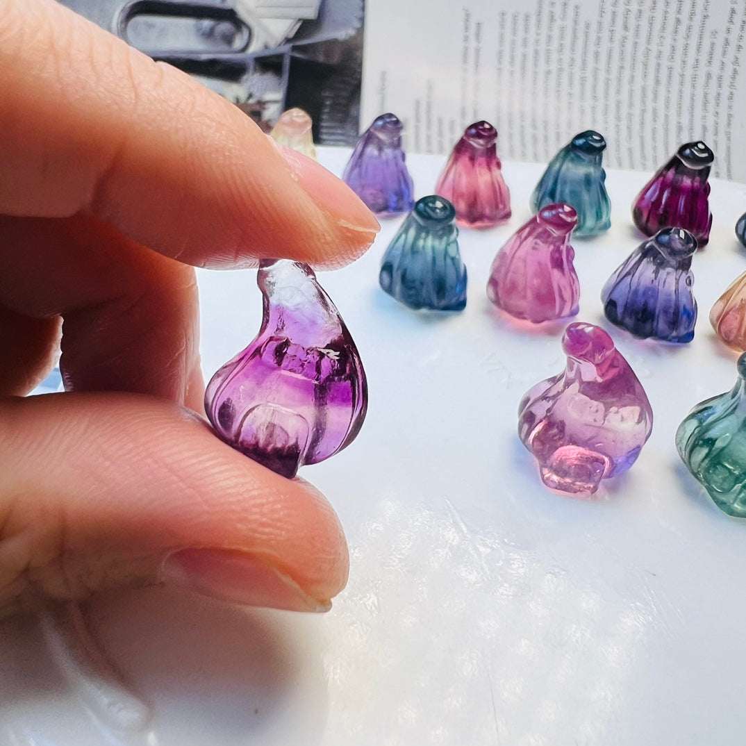 Mini Fluorite pumpkin house Carving Gemstone carving crystal carving