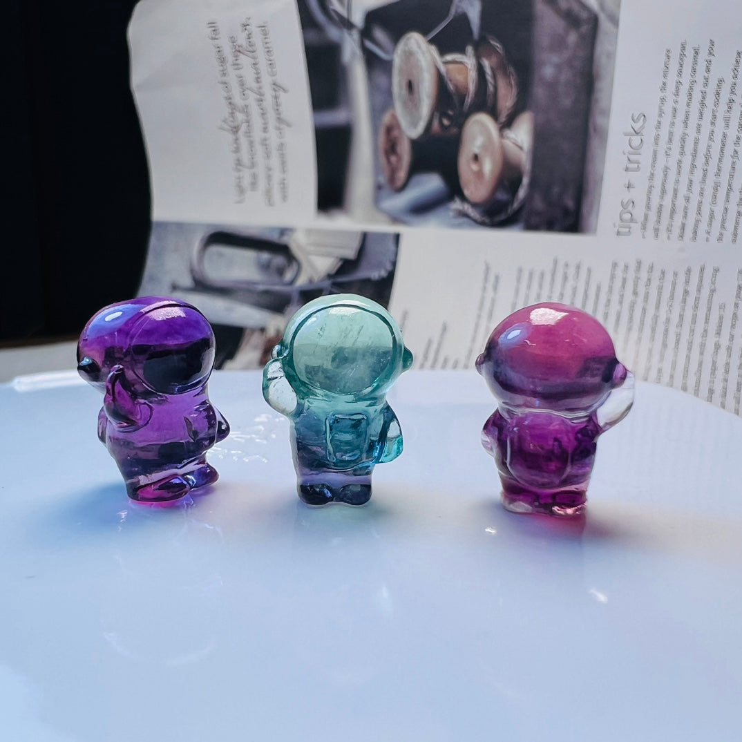 Mini Fluorite Astronaut Carving Gemstone carving crystal carving