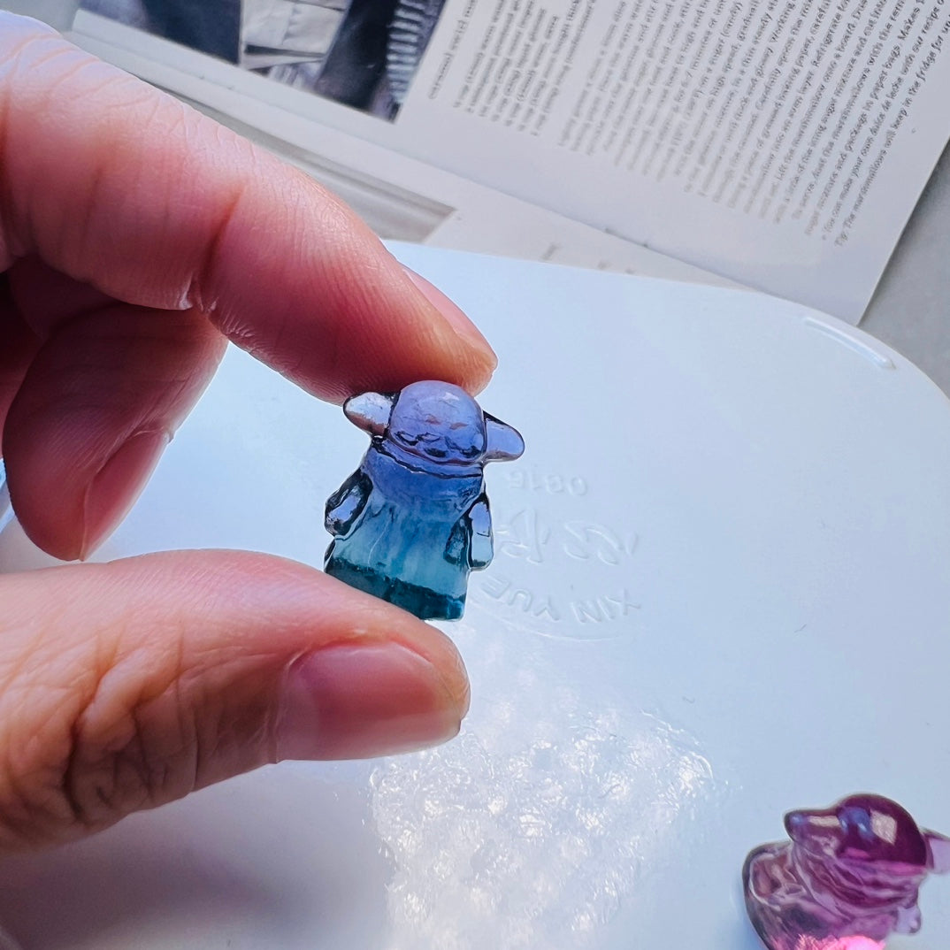 Mini Fluorite Star Wars Yoda Carving Gemstone carving crystal carving