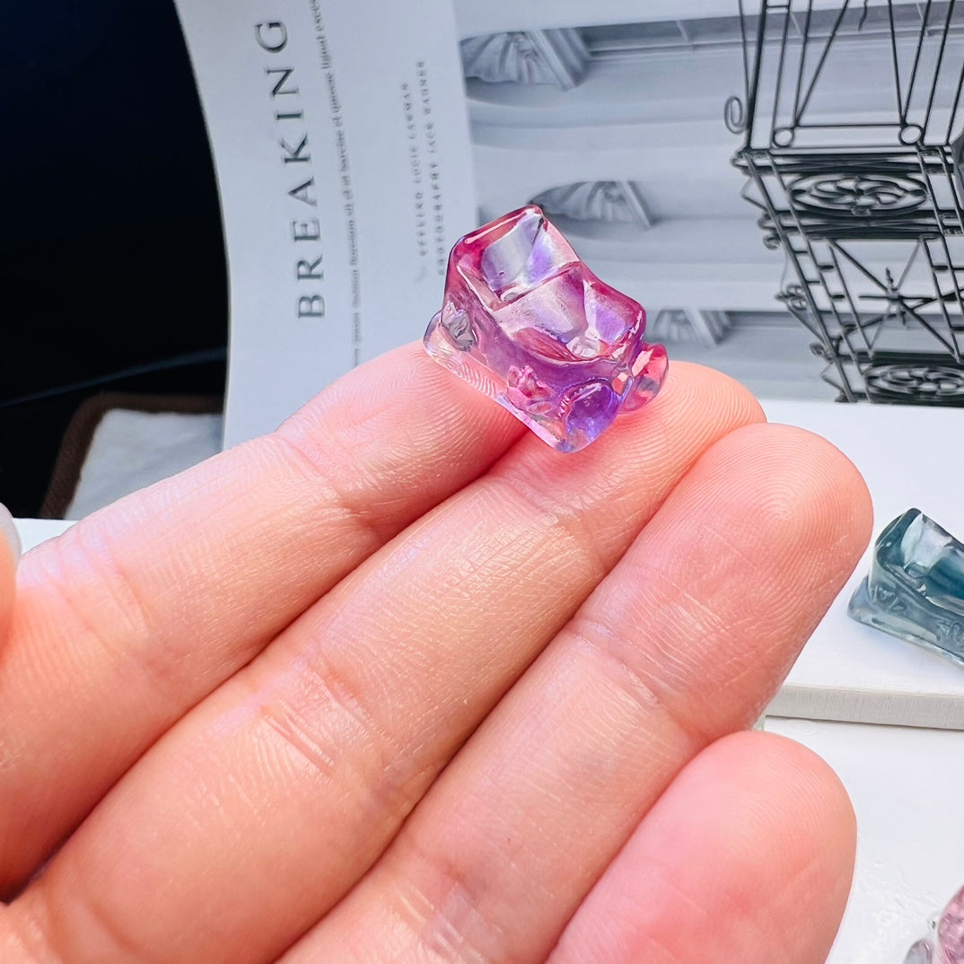 Mini Fluorite Christmas sled Carving crystal carving