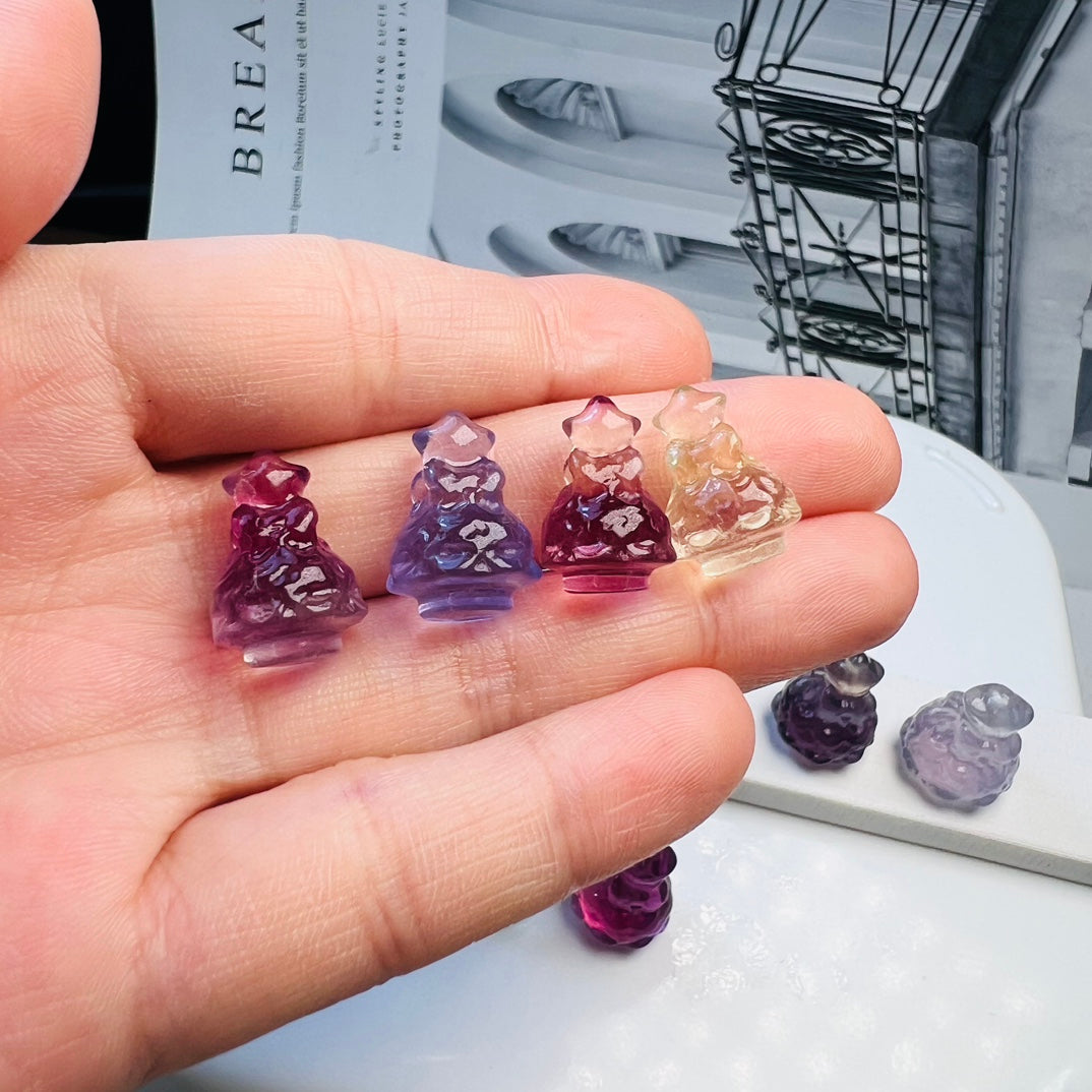 Mini Fluorite Christmas tree Carving crystal carving