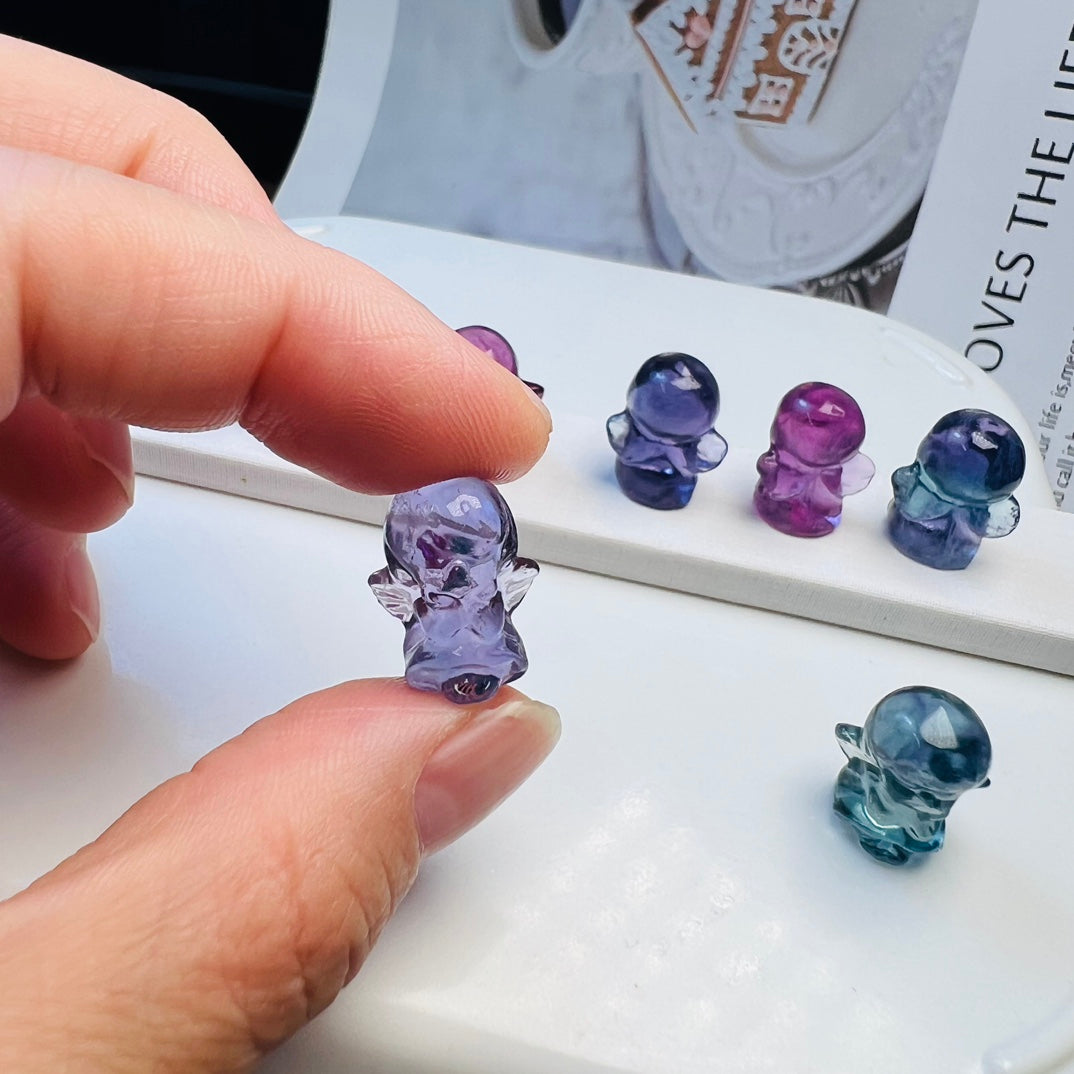 Mini Fluorite angel girl Carving crystal carving