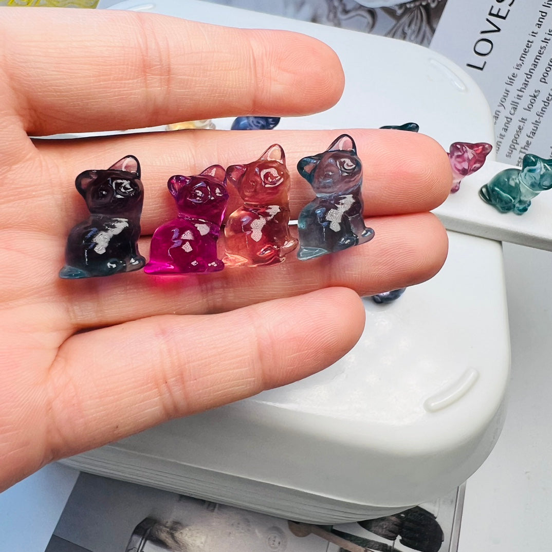 Mini Fluorite cat Carving crystal carving