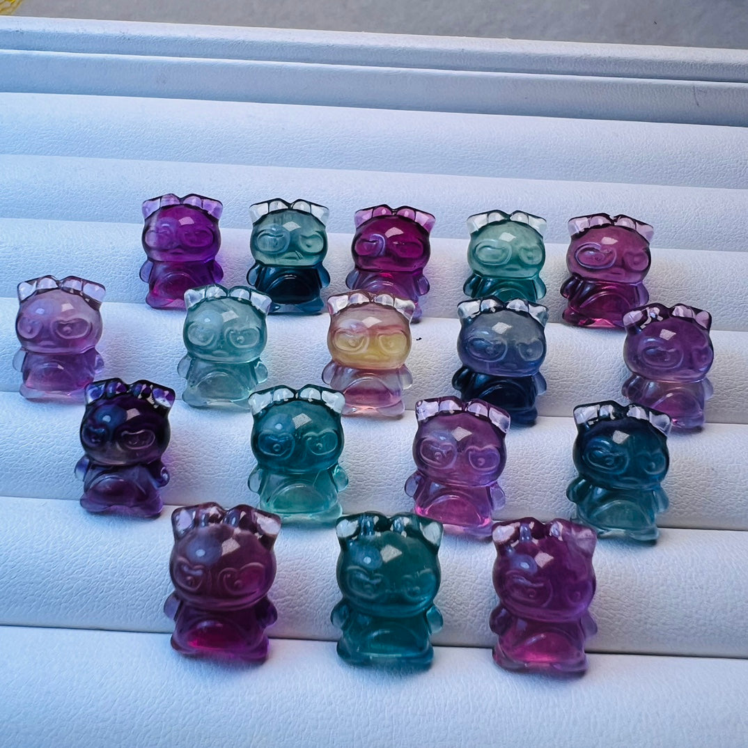 Mini Fluorite Sanrio Badtz-Maru Carving crystal carving