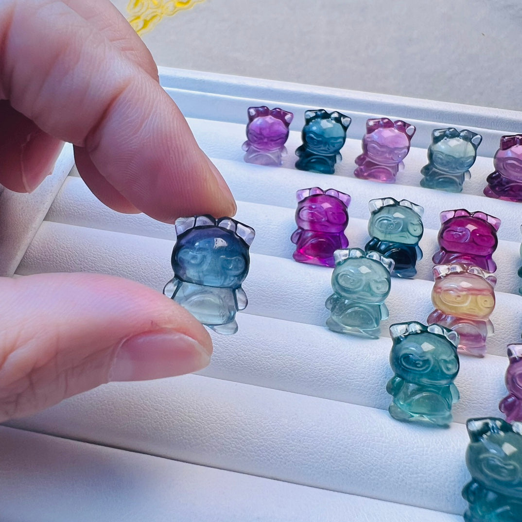 Mini Fluorite Sanrio Badtz-Maru Carving crystal carving