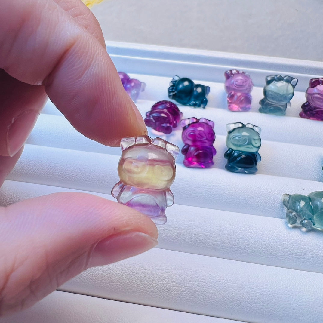 Mini Fluorite Sanrio Badtz-Maru Carving crystal carving