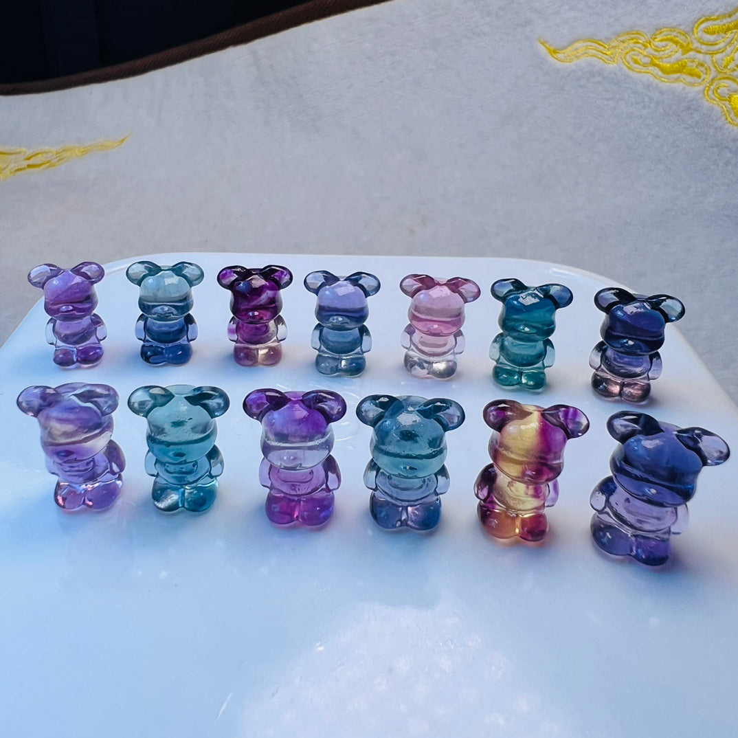 Mini Fluorite Bearbrick Carving crystal carving