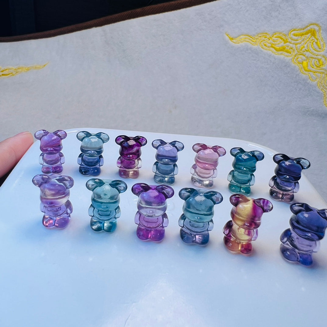 Mini Fluorite Bearbrick Carving crystal carving