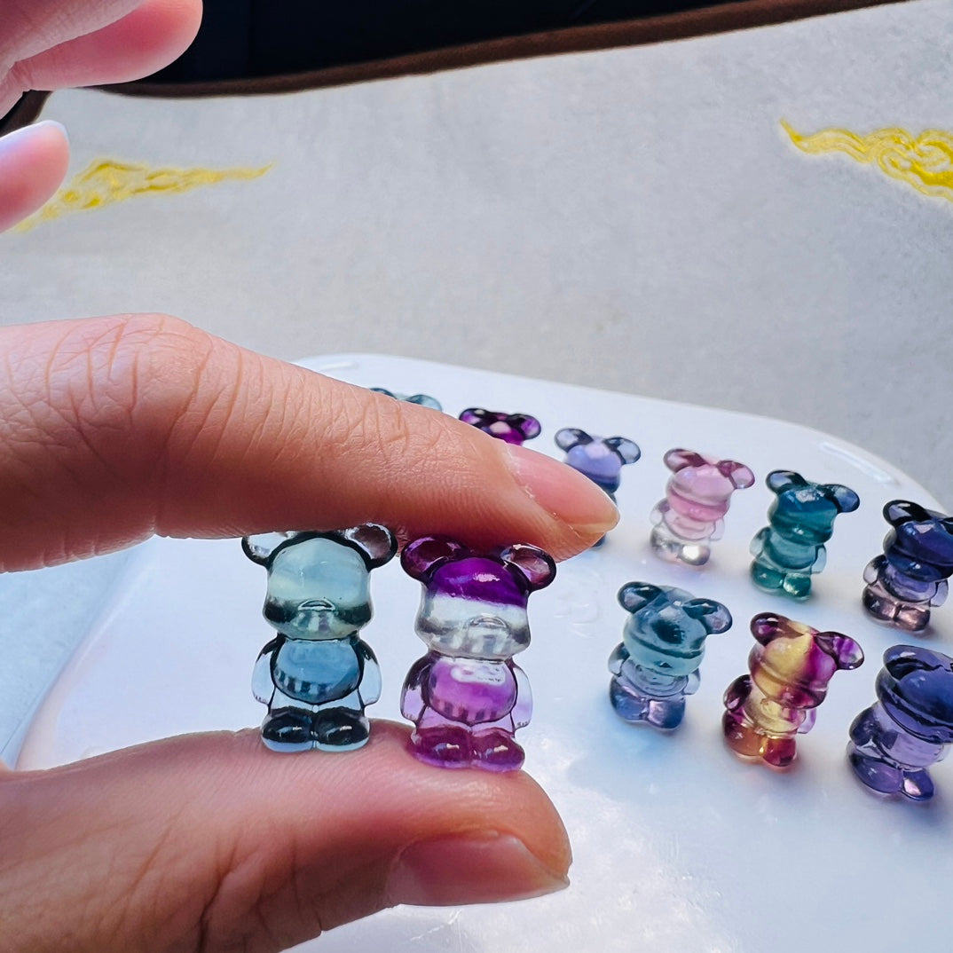 Mini Fluorite Bearbrick Carving crystal carving