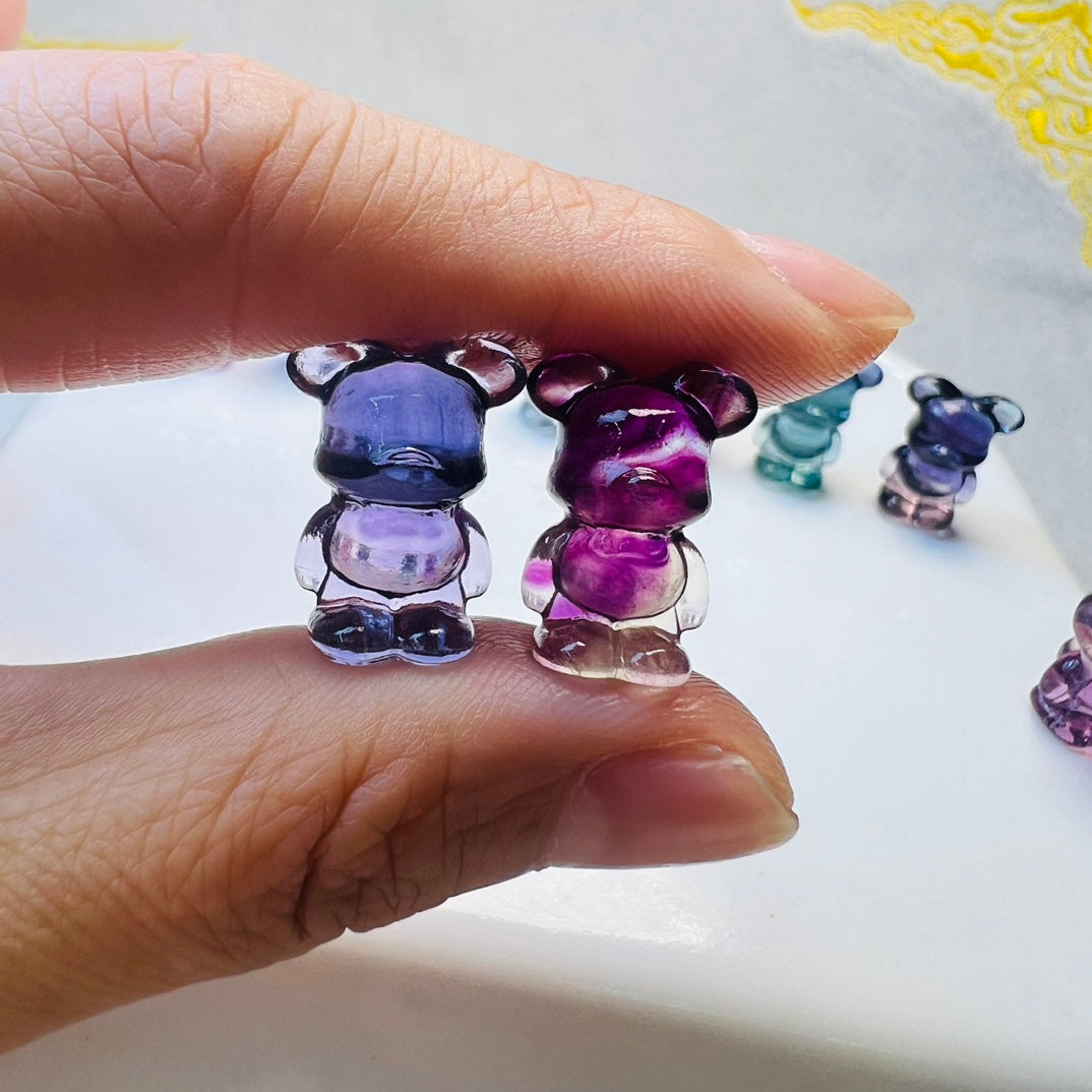 Mini Fluorite Bearbrick Carving crystal carving