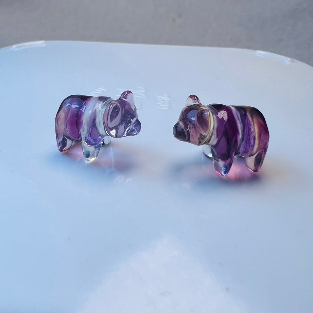 Mini Fluorite polar bear Carving crystal carving