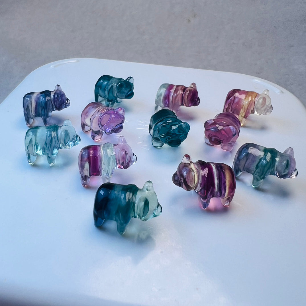 Mini Fluorite polar bear Carving crystal carving