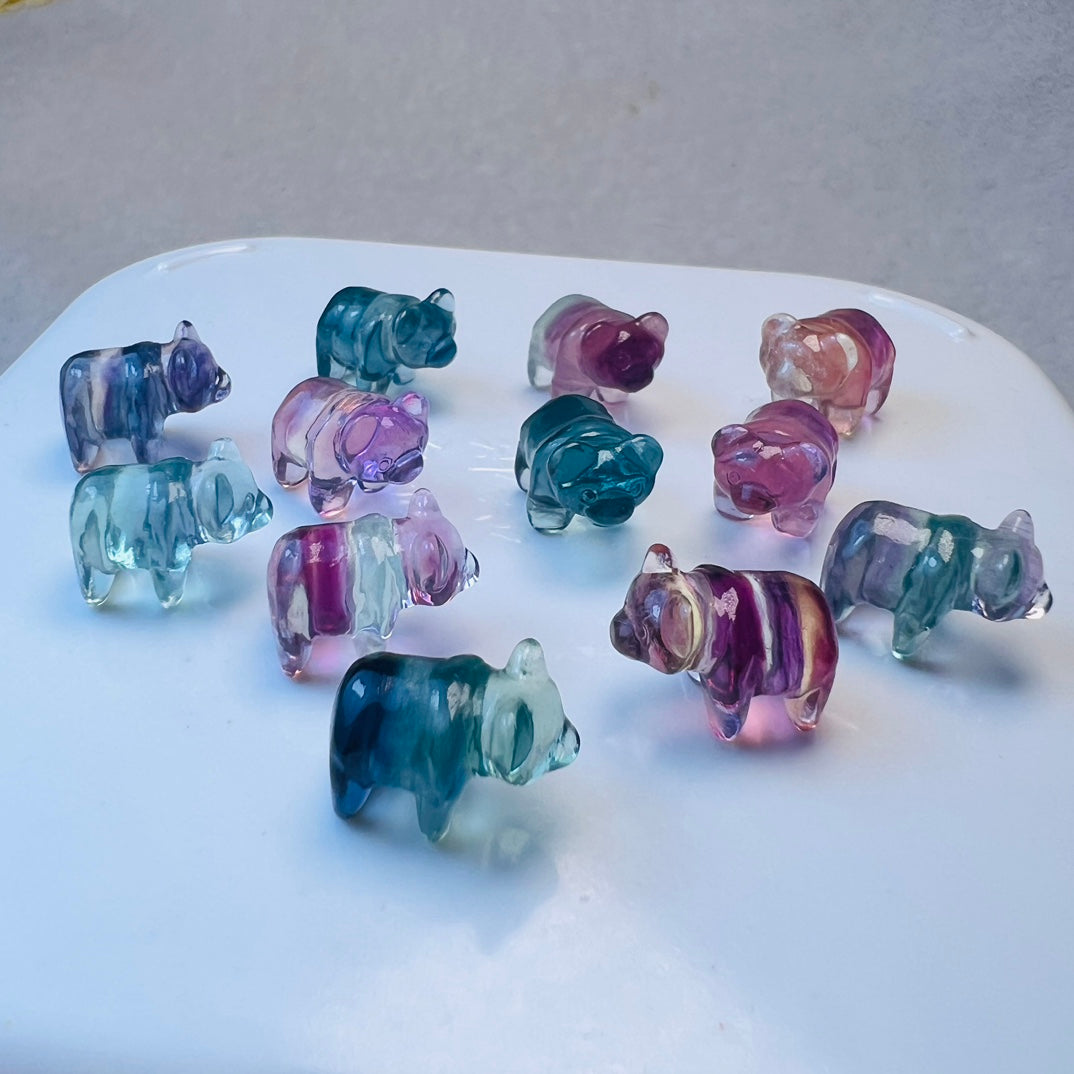 Mini Fluorite polar bear Carving crystal carving